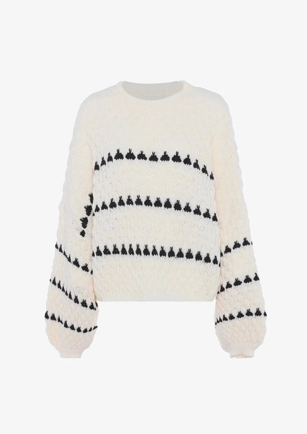 Cozy textured sweater featuring a patterned design, made from soft, breathable fabric for comfort and style.