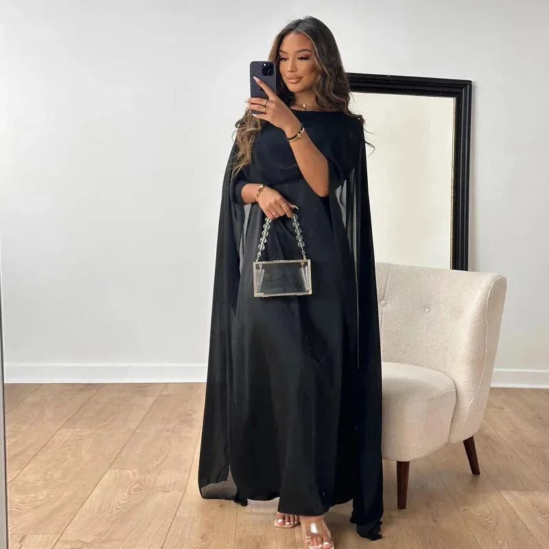 Emmy – Women’s elegant cape maxi dress