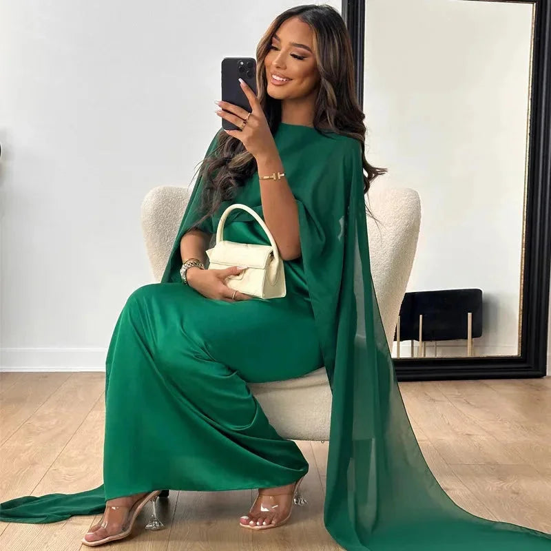 Emmy – Women’s elegant cape maxi dress