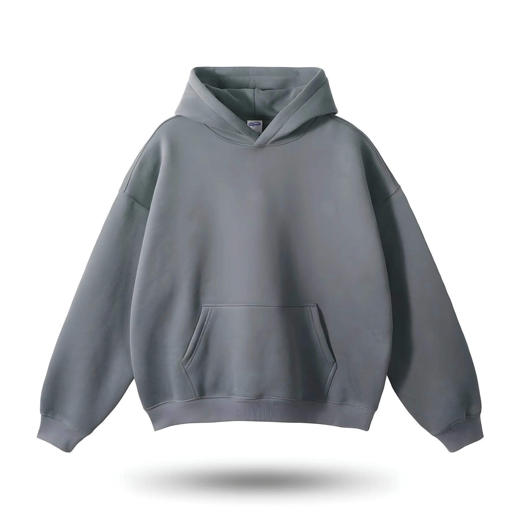 Unisex weighted hoodie in soft fabric features a relaxed fit and a spacious pouch pocket for comfort and utility.