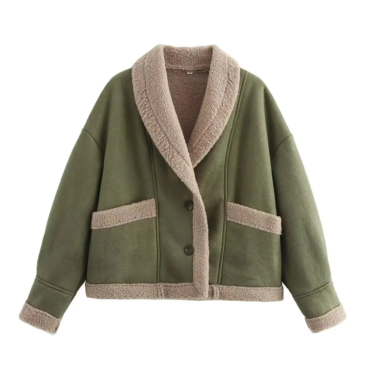 Cozy oversized teddy coat for women with a wide collar, crafted from soft fleece for warmth and comfort during chilly days.