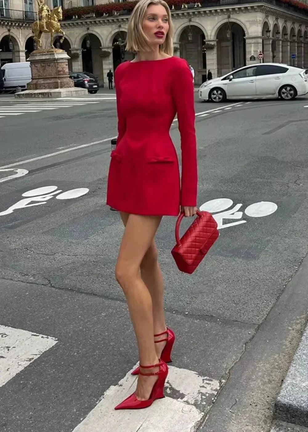 Women's mini dress with bow accents, long sleeves, crafted from soft cotton blend for comfort and style. Perfect for casual…