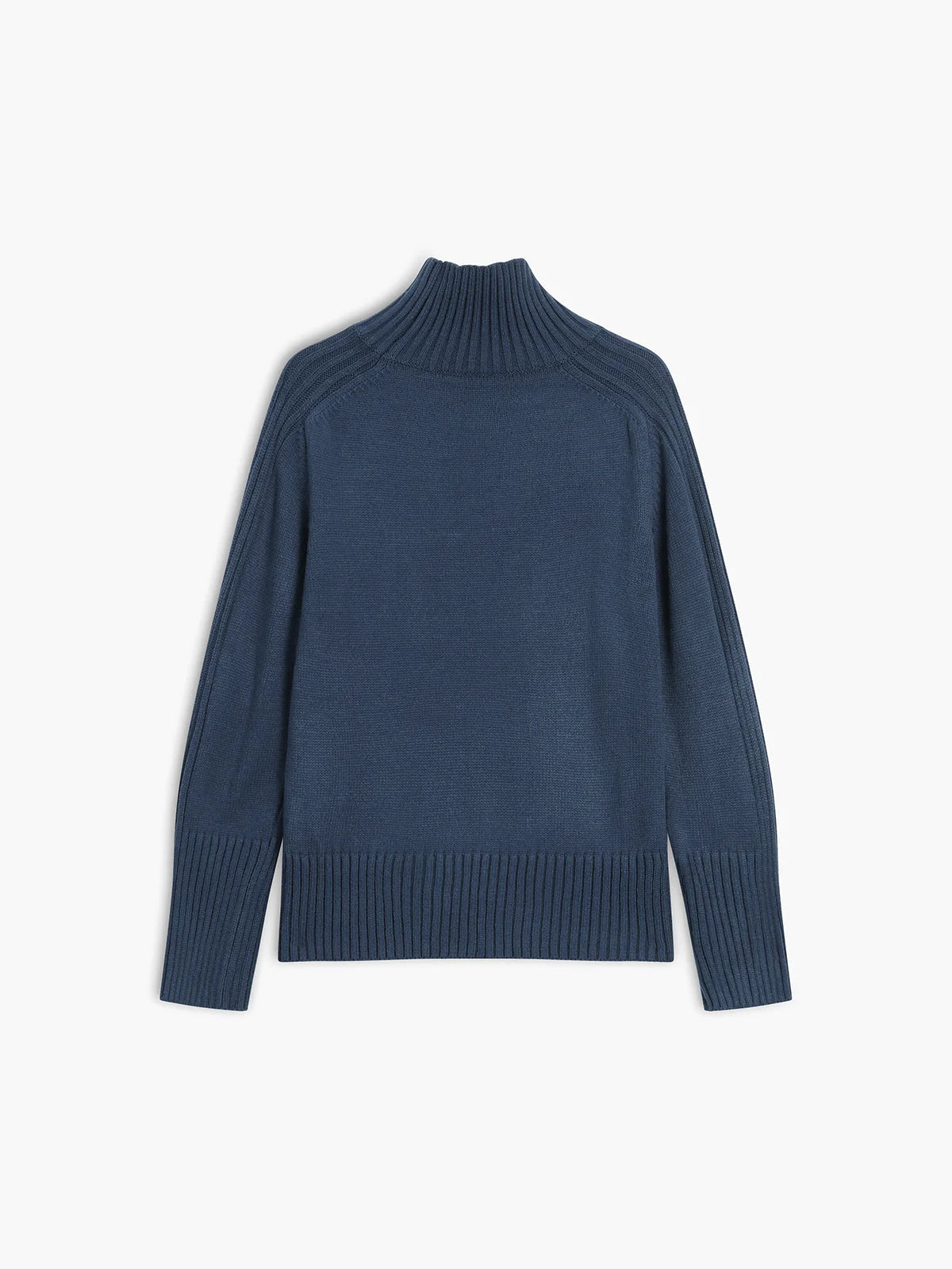 Women's ribbed mock neck knit sweater in soft fabric, featuring a fitted silhouette and textured ribbing for added style.