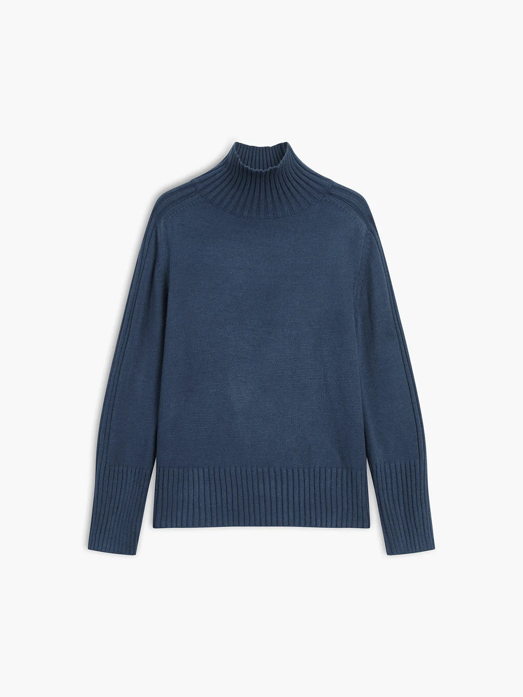 Women's ribbed mock neck knit sweater in soft fabric, featuring a fitted silhouette and textured ribbing for a cozy look.