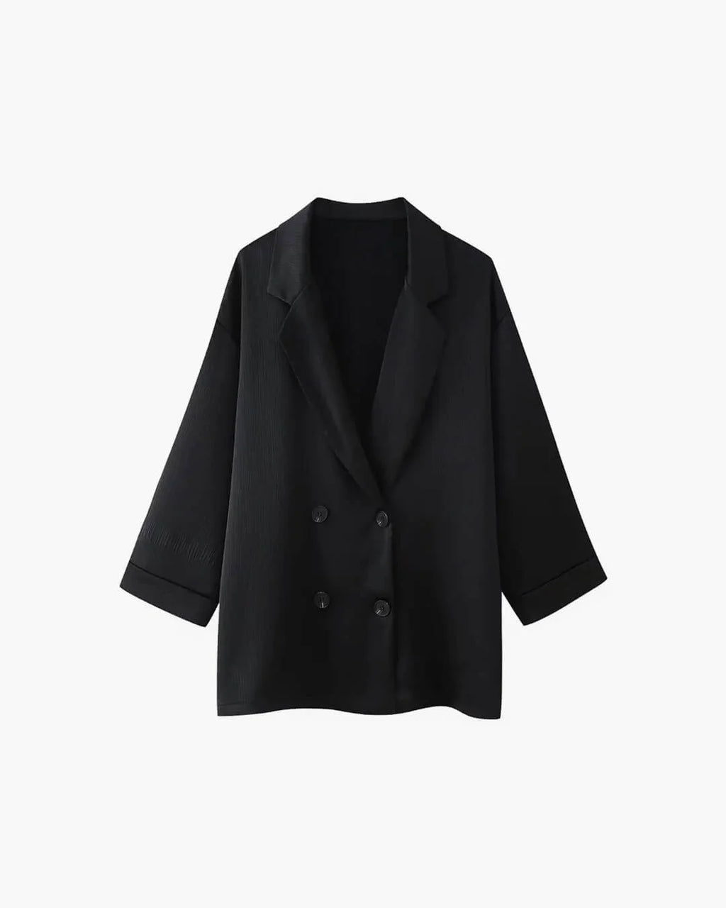 Women's relaxed fit satin jacket and pants set in soft, smooth fabric, featuring comfortable design and stylish silhouette.