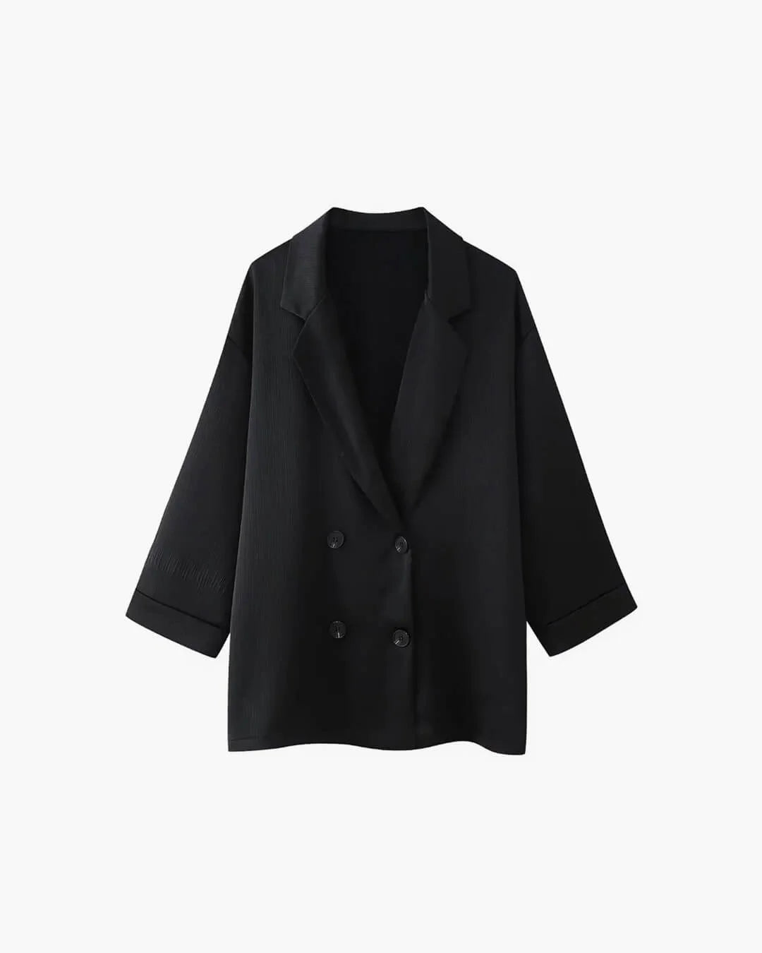 Women's relaxed fit satin jacket and pants set in soft, smooth fabric, featuring comfortable design and stylish silhouette.