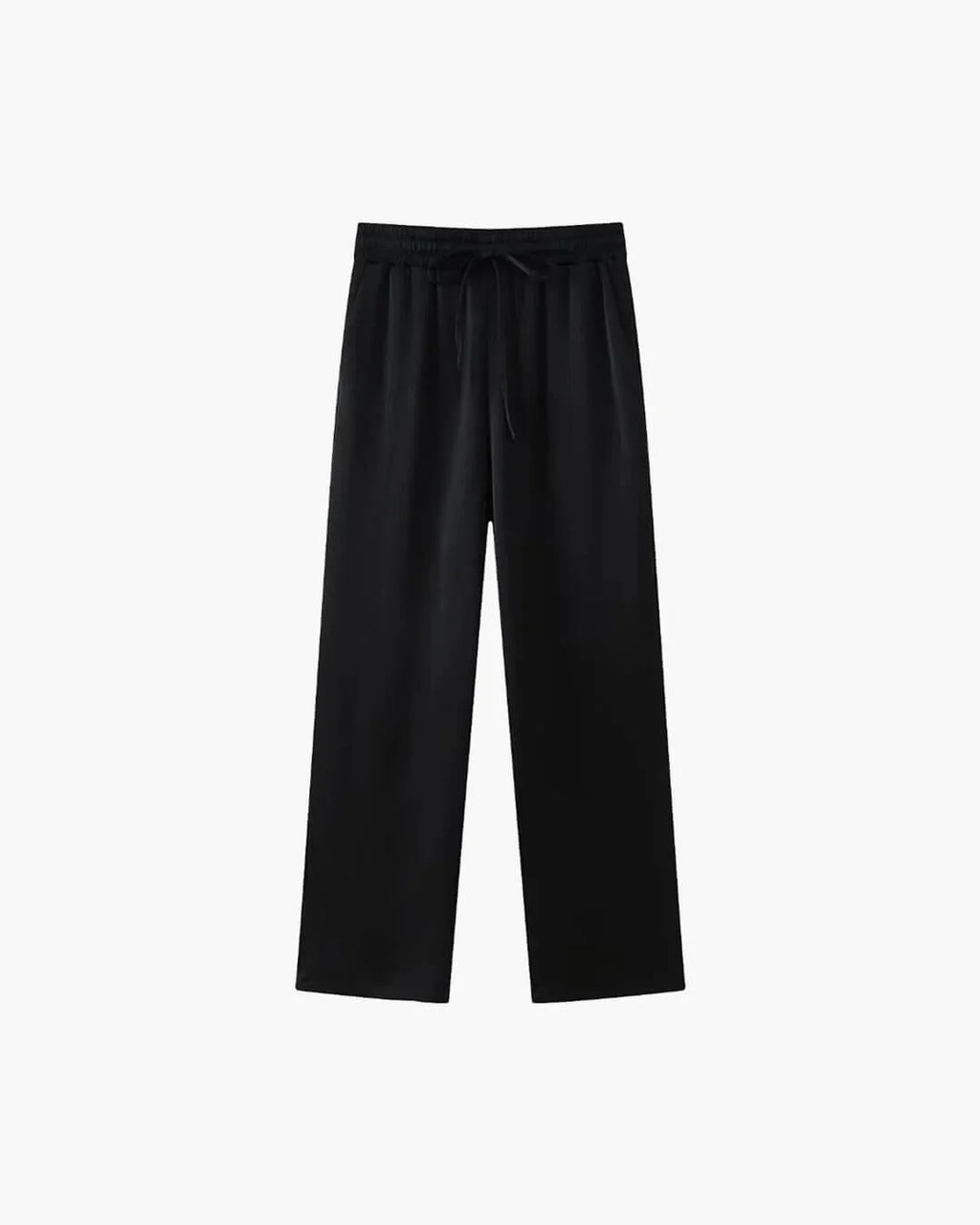 Women's relaxed fit satin jacket and pants set, featuring soft fabric and a smooth finish for comfortable everyday wear.