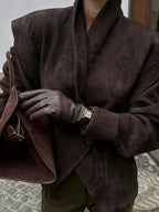 Women's V neck long sleeve jacket with a single button closure, crafted from soft fabric and tailored for a smart fit.