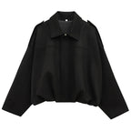 Women's zip-up bomber jacket featuring long sleeves, a stylish lapel, and durable fabric for everyday wear.